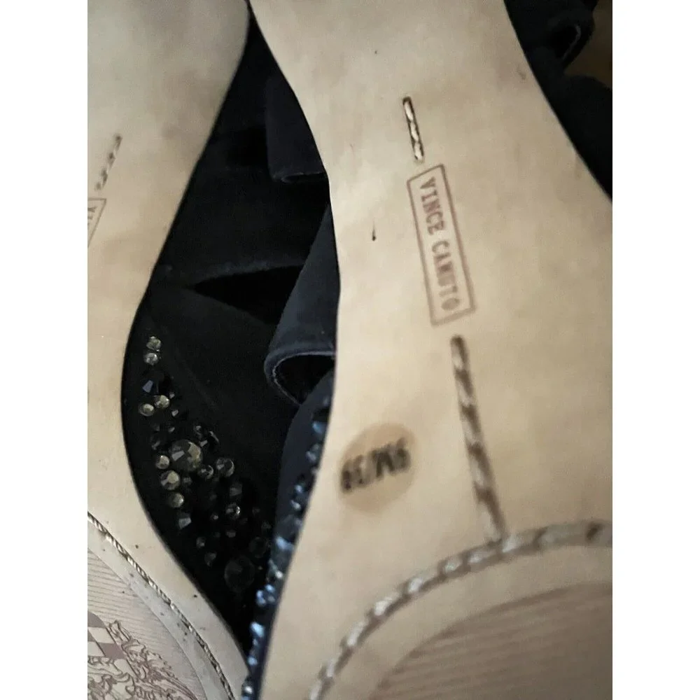VINCE CAMUTO JOELLA Black Suede Embellished EVENING Sandals 9 - Picture 8 of 10